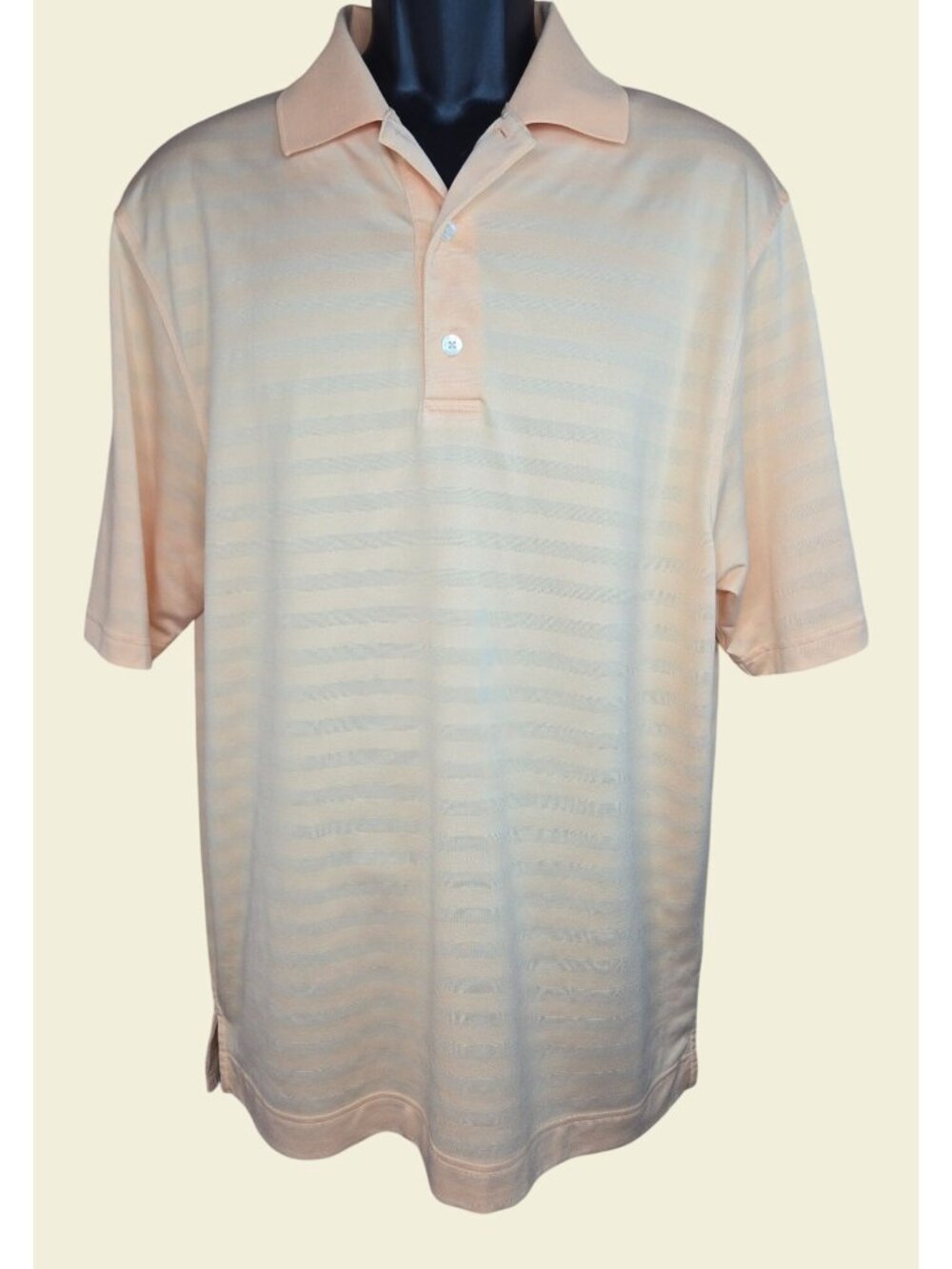 FootJoy Mens Peach Golf Striped Lisle Polo Shirt Large